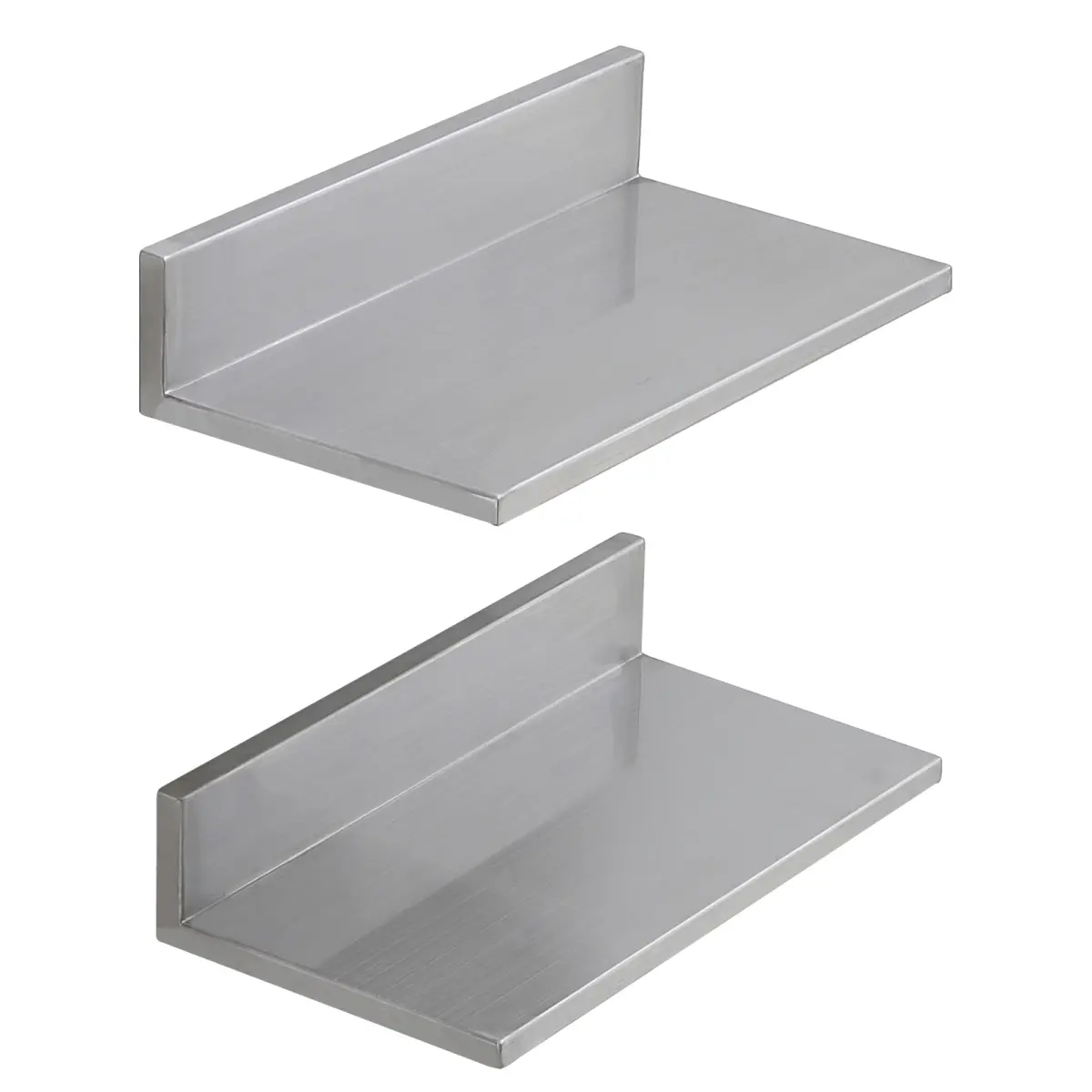Stainless Steel Wall-Mount Shelves, 8.6"x16" Floating Rack with Backsplash, 44 lbs Heavy-Duty Load Capacity, 18.50 x 11.81 x 4.72 inches, for Kitchen Storage & Decoration, Corrosion Resistant
