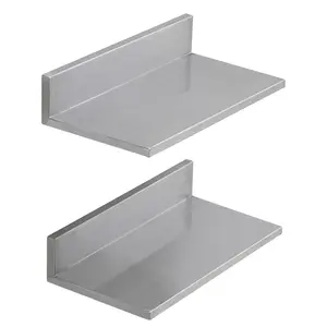 8.6" x 16" Stainless Steel Shelf, Wall Mounted Floating Shelving with Backsplash, 44 lbs Load Capacity Commercial Shelves, Heavy Duty Storage Rack for Restaurant, Kitchen, Bar, Home, and Hotel
