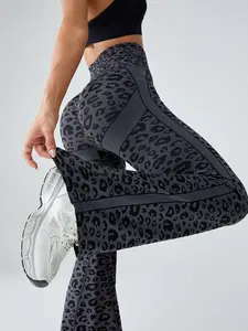 Gray Leopard Print High - Waisted Flare Pants | Athletic Leggings | Butt - Lifting & Slim - Fitting | For Yoga & Workouts | Fitness Pants | Stretchy Workout Leggings | High Waist Activewear