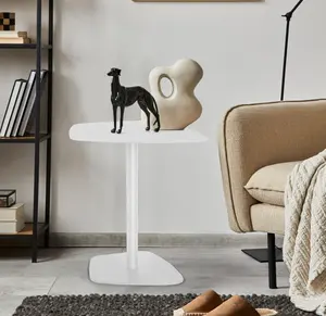C Table End Table,Tray Metal Sofa Side Table, Accent Coffee Table, Waterproof and Anti-Rust Outdoor&Indoor Snack Table, White