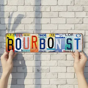 BOURBON ST - Vintage Style Street Sign - Aluminum Wall Art & Room Decor for Garage Bar Bedroom Farmhouse Home - 16" x 4" Rust Free Metal Poster