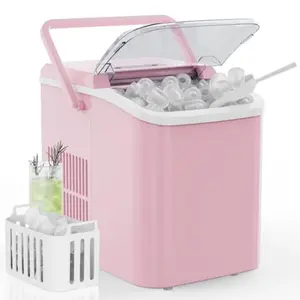 Desktop Ice Machine With Handle, 26 Pounds - 24-hour Portable Ice Machine, Can Produce 9 Bullet-shaped Ice Cubes In 6 Minutes