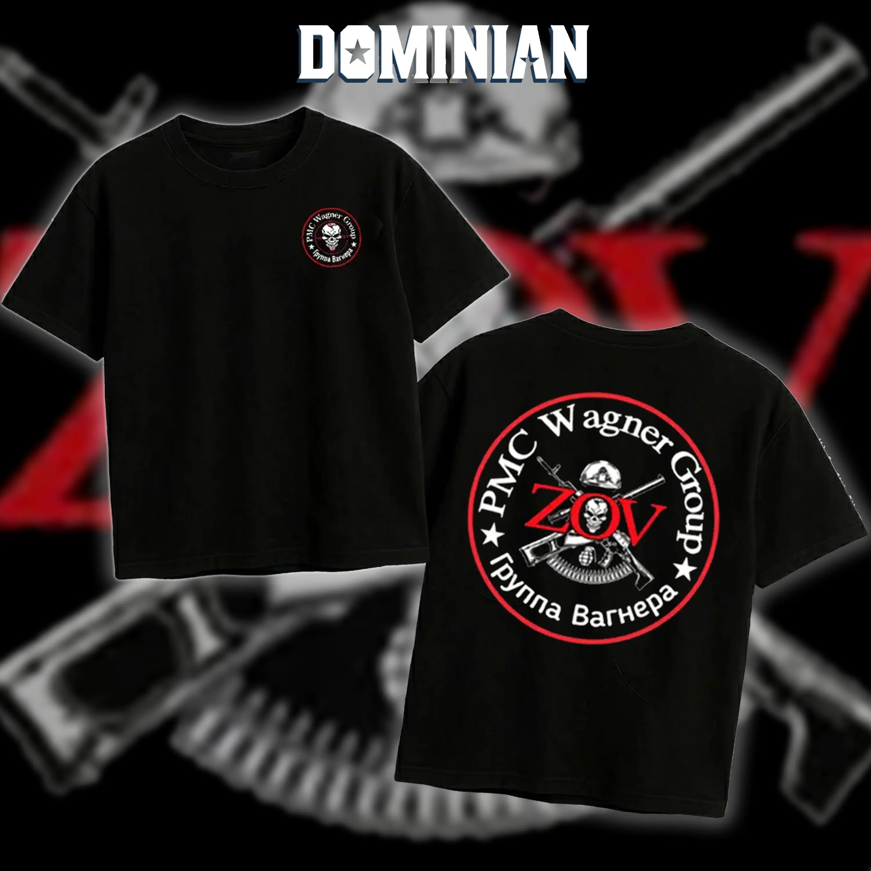 DOMINIAN PMC Wagner Group ZOV Skull T Shirt/Hoodie Men's Retro Tactical ZOV Skull Logo Graphic Tee Outdoor Sports Apparel Gift Men