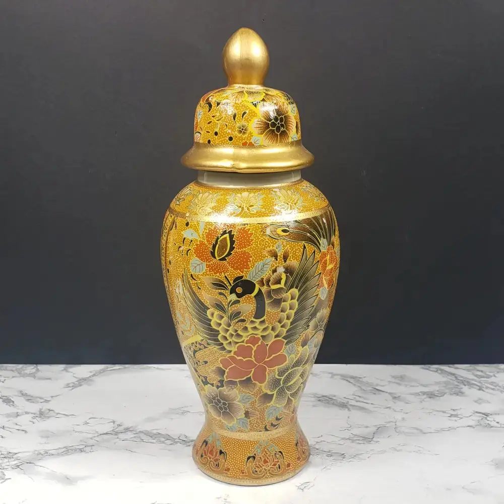 Asian Porcelain Lidded Vase Vintage