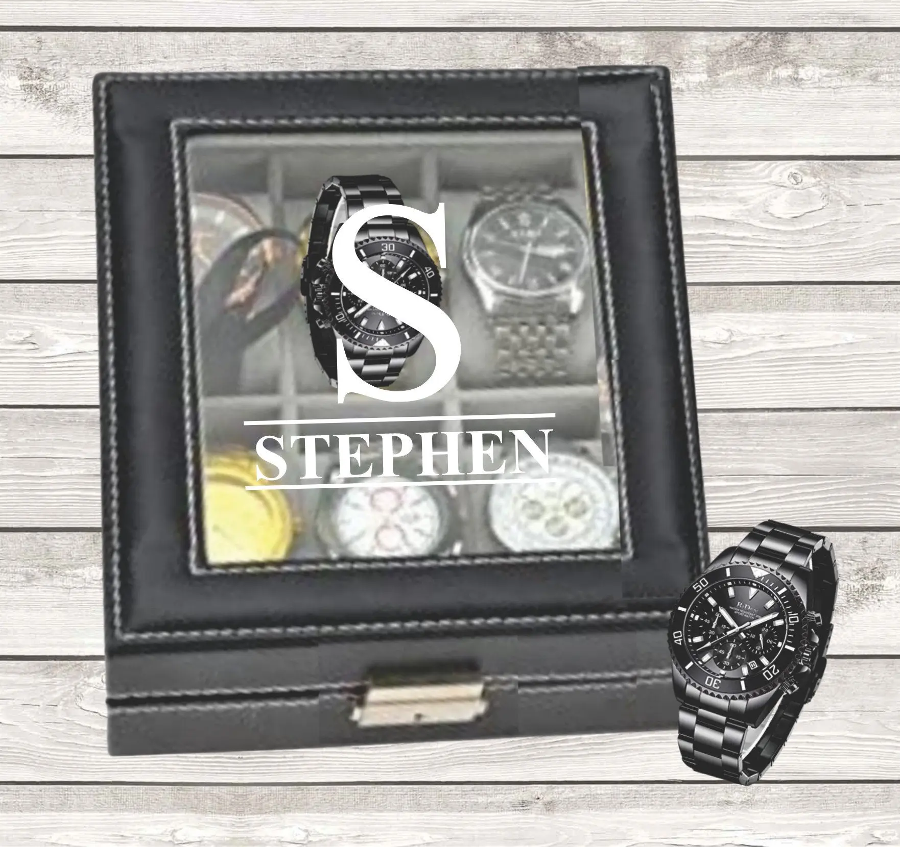 Engraved Watch Box Case, Mens Watch Box Storage Case, Custom Watch Box Case, Watch Storage Case, Monogram Watch Case, Watch Birthday Gift