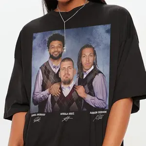 [Sale off up to 50%] Nikola Jokic Jamal Murray Aaron Gordon Basketball Vintage Shirt, Basketball Funny 90s Shirt