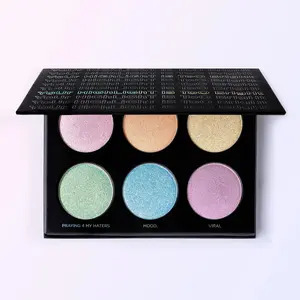 “YoUr HiGhLiGhT iS ToO BrIgHt” Highlighter Palette 6-pans multicolor rainbow blinding finish Makeup Cosmetic