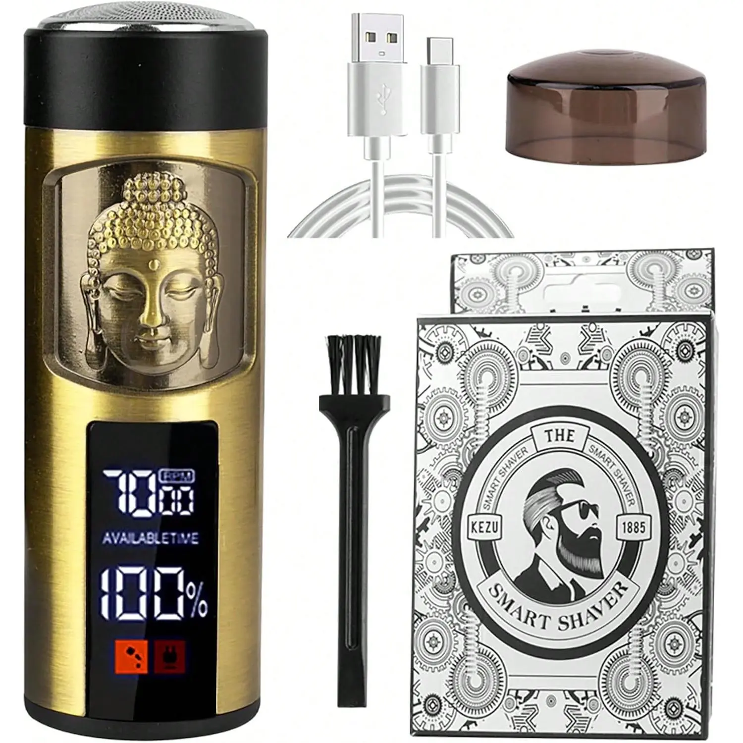 Rotary Electric Shaver Mini Portable For Men,Facial Trimmer Rechargeable Men's Grooming Wet With LED Display.Dry Choice For Business Travel Gifts Adjustable shaver for men