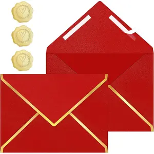 Red and  A7 Envelopes 5x7 for Invitations, Fancy 250g  Euro Flap Envelopes for 5x7 4x6 Cards, Wedding Invitation Envelopes for  Shower Graduation  Card (Red, 20-Pack)