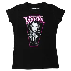 Vampira Pink Coffin Womens T-Shirt