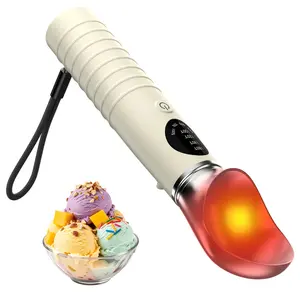 Electric Heated Ice Cream Scoop, USB-C Rechargeable Ice Cream Scooper with 4 Temperature Settings, LED Display, Easy Scoop for Hard Frozen Ice Cream