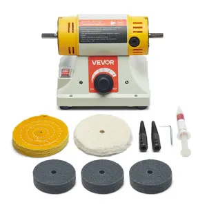 VEVOR Bench Buffer Polisher, 1/2HP Polishing and Buffing Machine, 0 to 8000RPM Benchtop Polisher with 2PCS 4" Cotton Wheel, 3PCS 3" Abrasive Fiber Wheels & Polishing Compound for Metal Jewelry WoodSummervibes