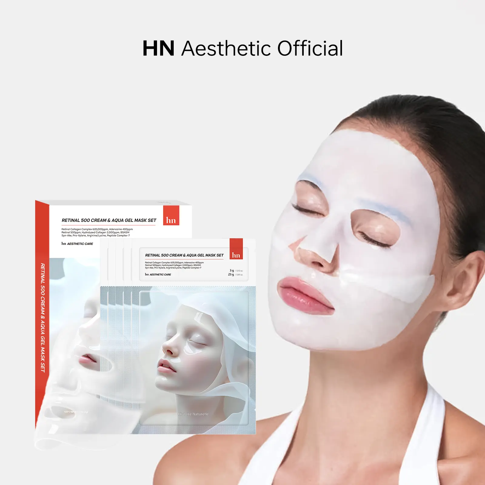[HN Aesthetic Official] Retinal 500 Cream & Collagen Aqua Gel Mask 2‑Step Set - Firmer Skin,Smoother Wrinkles,Visible Radiance,Korean Skincare,5 Sheets Moisture Hydrate