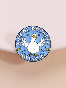 Duck Theme Enamel Pin, You're Ducking Awesome Slogan, Duck with Star Design, Cartoon Pin for Clothes and Backpacks