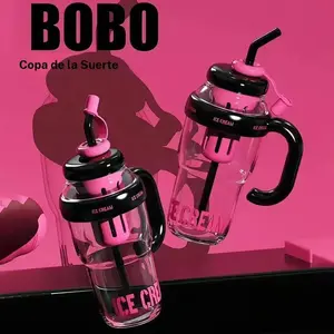 2026 New 1200ML/600ML Thermal Mug with Tea Infuser and Straw, Large Handle, High Capacity, Cute, Dustproof, Summer Mug for Women and Students, Large Mug, Ice King Lucky Mug，Includes a tea spout and tea container