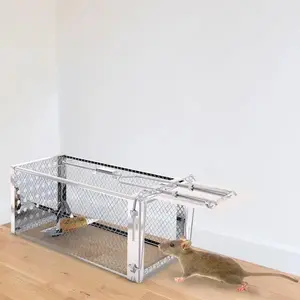 Stainless Steel Humane Single-Door Rat Trap Cage - Reusable No-Kill Auto-Lock Small Rodents Catcher, 11.81x5.12x5.63 Inches (30x13x14.3cm), High Sensitivity for Home Rat-Control