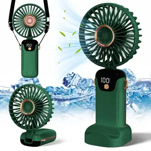 Portable Handheld Electric Fan with Phone Holder, 1 Count USB Rechargeable Foldable Electric Fan with Digital Display, Silent Fan for Outdoor Travel Office Use, Portable Fan, Portable Mini Fan
