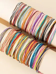 Handmade Assorted Color Braided String Bracelets, Multi-Hue Daily Wear Stackable Wristbands, Perfect Party/favor Gift Set