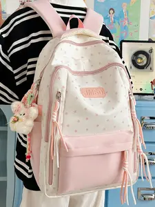 1pc  Women's backpack with contrasting colors and zipper closure, fashionable and versatile, cute and casual, suitable for students to go to school, campus, commuting, shopping, lightweight women's backpack, Colorblock Backpack, Trendy Backpack