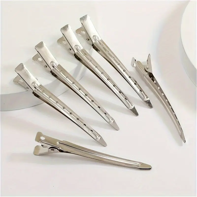 12Pcs Duck Bill Hair Clips Metal Alligator Curl Clips Sectioning Clips with Holes for Hair Styling, Hair Coloring, Claw Clips, Hairpins, Duckbill Clips, Hair Clips For Curls, Curly Hair Clips, Curly Hair Accessories