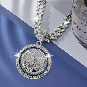 Men's Hip-Hop Cuban Chain Necklace with Bold Statue of Liberty Pendant & Sparkling Rhinestones - Urban Street Rapper Accessories, Jewelry Gift for Him - Perfect for Birthday, Christmas, or Anniversary