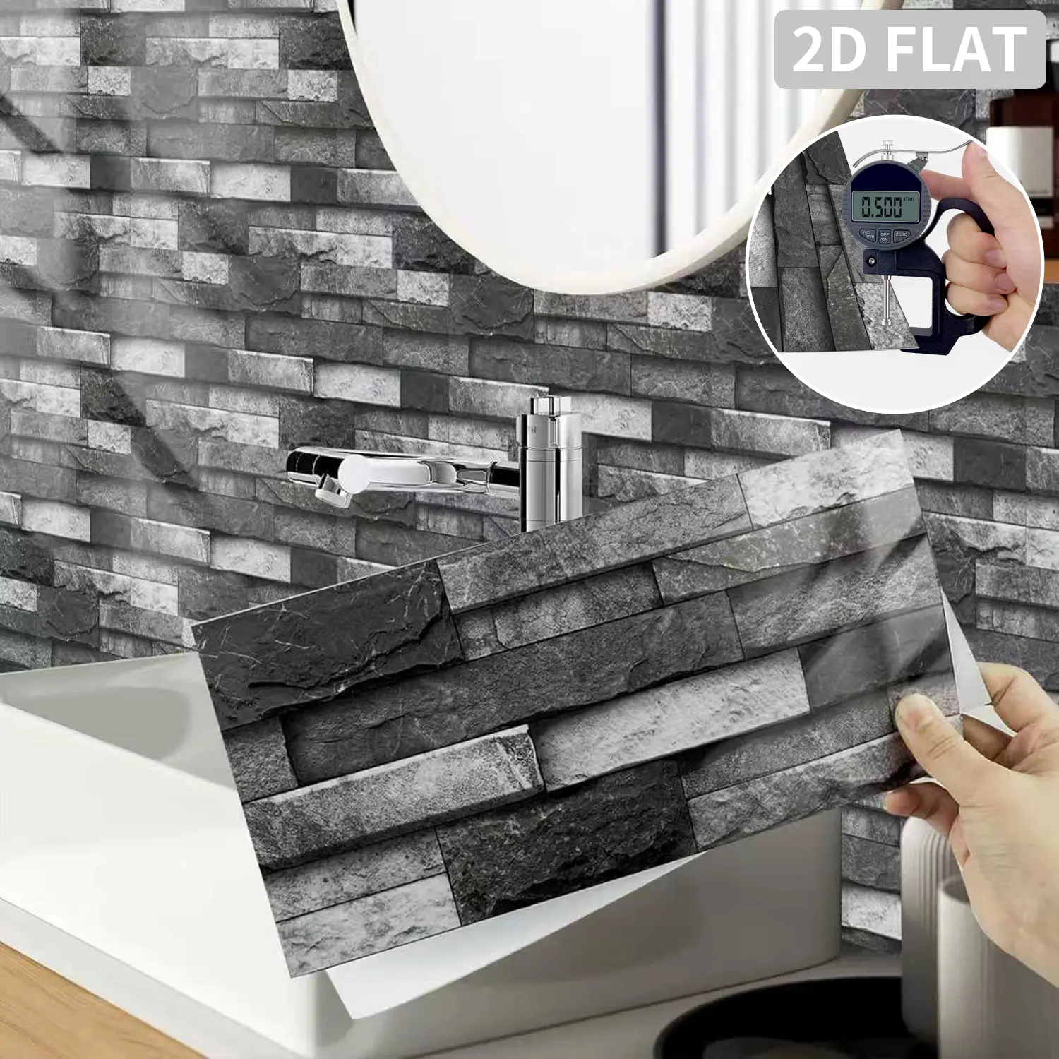 Waterproof Marble Wall Stickers, Removable and Traceless, Ideal for Bathroom Sink and Shower Decor, DIY Easy Installation