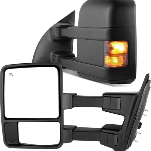 YITAMOTOR Towing Mirrors for 1999-2007 Ford F250 F350 F450 F550 Super Duty, 2001-2005 Excursion Extendable Power Heated with Smoke Signal Light Side Mirrors Pair