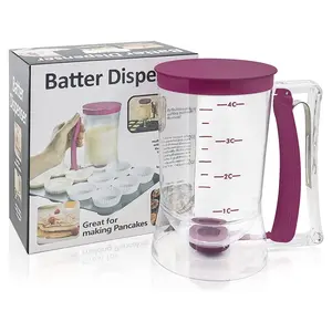 Pancake Cupcake Batter Dispenser, Bakeware Maker with Measuring Label, Perfect Baking Tool for Cupcakes, Waffles, Muffin Mix, Cake or Any Baked Goods