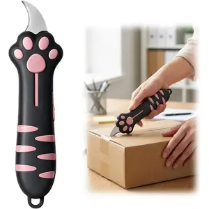 Adjustable Cat Claw Box Cutter, Ergonomic Silicone Handle, Safe Unboxing Tool for Home & Office, Easy Opening for Boxes and Cardboard