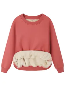 Women's Solid Drop Shoulder Fuzzy Soft Sweatshirt, Casual Long Sleeve Round Neck Pullover, Women's Warm Fall & Winter Clothes for Daily Wear