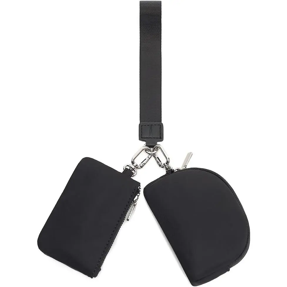 Mini Zip Wristlet Wallet Detachable Dual Pouch Purse With Coin Pocket Keychain For Women Daily Us