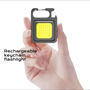 4-Piece Rechargeable Keychain LED Working Light Bundle Set - COB Bright High-Lumen, Compact, with Magnets, Clips, Bottle Opener, Easy to Carry, Emergency Flashlight for Car Repair, EDC