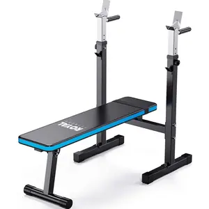 Adjustable Weight Bench with Barbell Rack, Weight Lifting Bench Press for Home Gym, Strength Training Workout Bench, 48.8"D x 25.9"W x 45.4"H