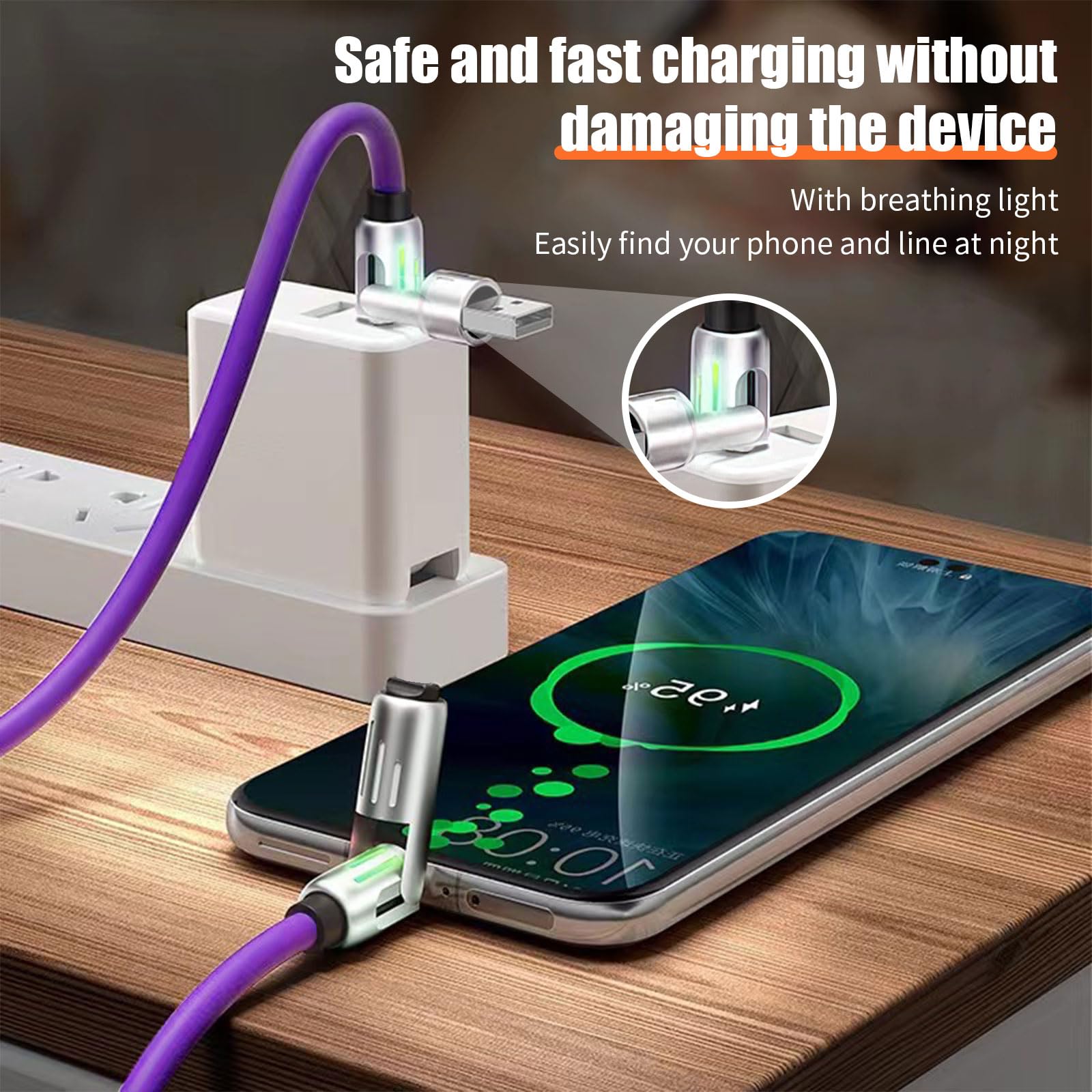 [Buy 1 Get 1 Free] 6.6ft  4-in-1 Multi USB Charging Cable with USB A,Type C,Lightning-MAX65W Fast Charging & Data Sync for iPhone16/15,iPad Pro,  fast charger usb cable 4-in-1 fast Breathing Light  -max 1 usb-c data 4 1 charging cable