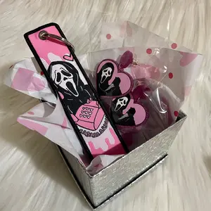 Pink Ghost Face Keychain & Earrings Gift Set cute gift