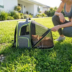 Expandable Pet Carrier Backpack for Cats & Small Dogs, Breathable Mesh Ventilation, Ergonomic with Adjustable Shoulder Straps, Secure Zipper Closure, Lightweight for Travel, Hiking, Camping & Outdoor Adventures