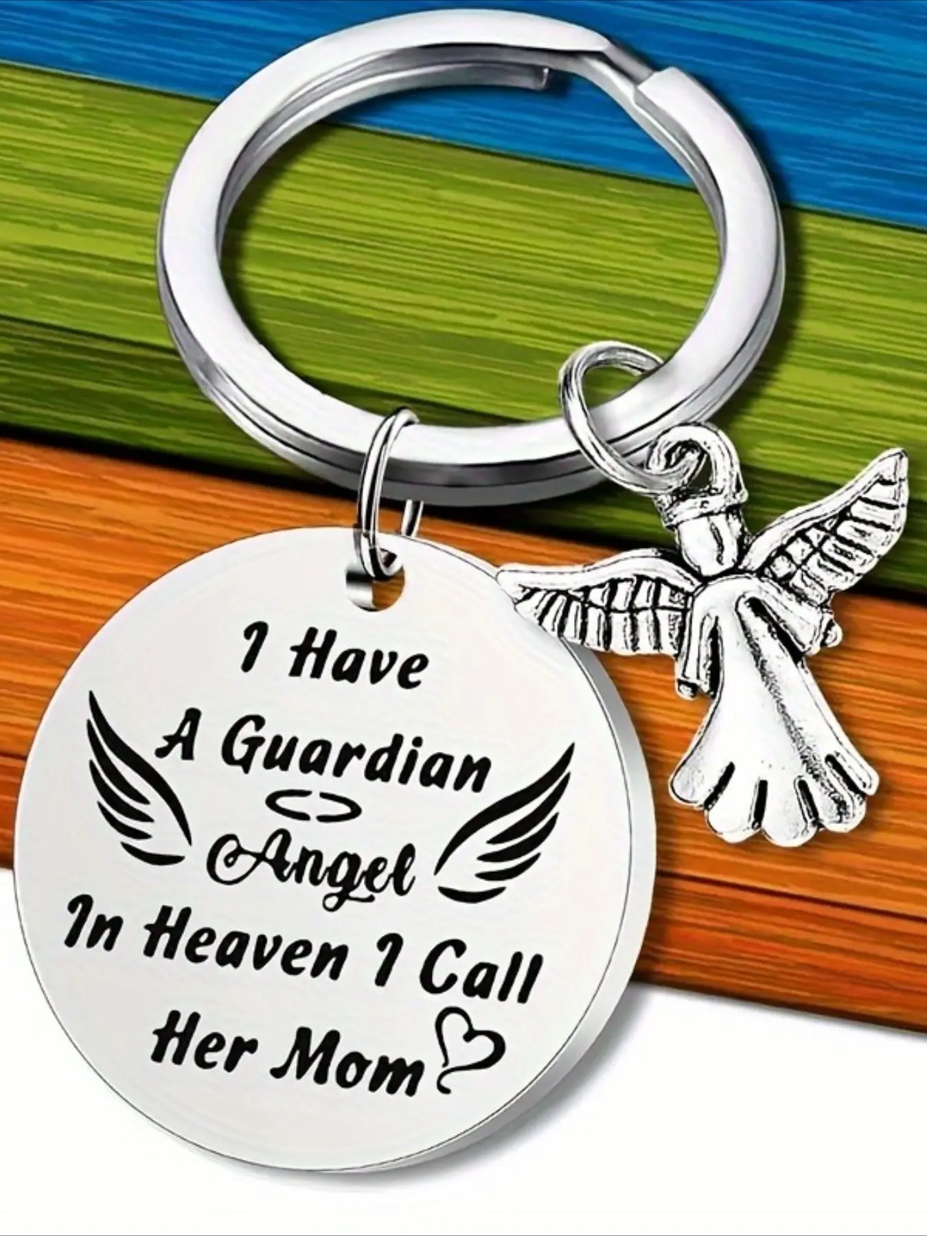 I have a guardian angel in heaven, I call her mom, angel keychain, memorial mom keychain, Cute Keychain, Pendant Keychain, Mother Keyring