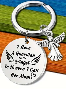 I have a guardian angel in heaven, I call her mom, angel keychain, memorial mom keychain, Cute Keychain, Pendant Keychain