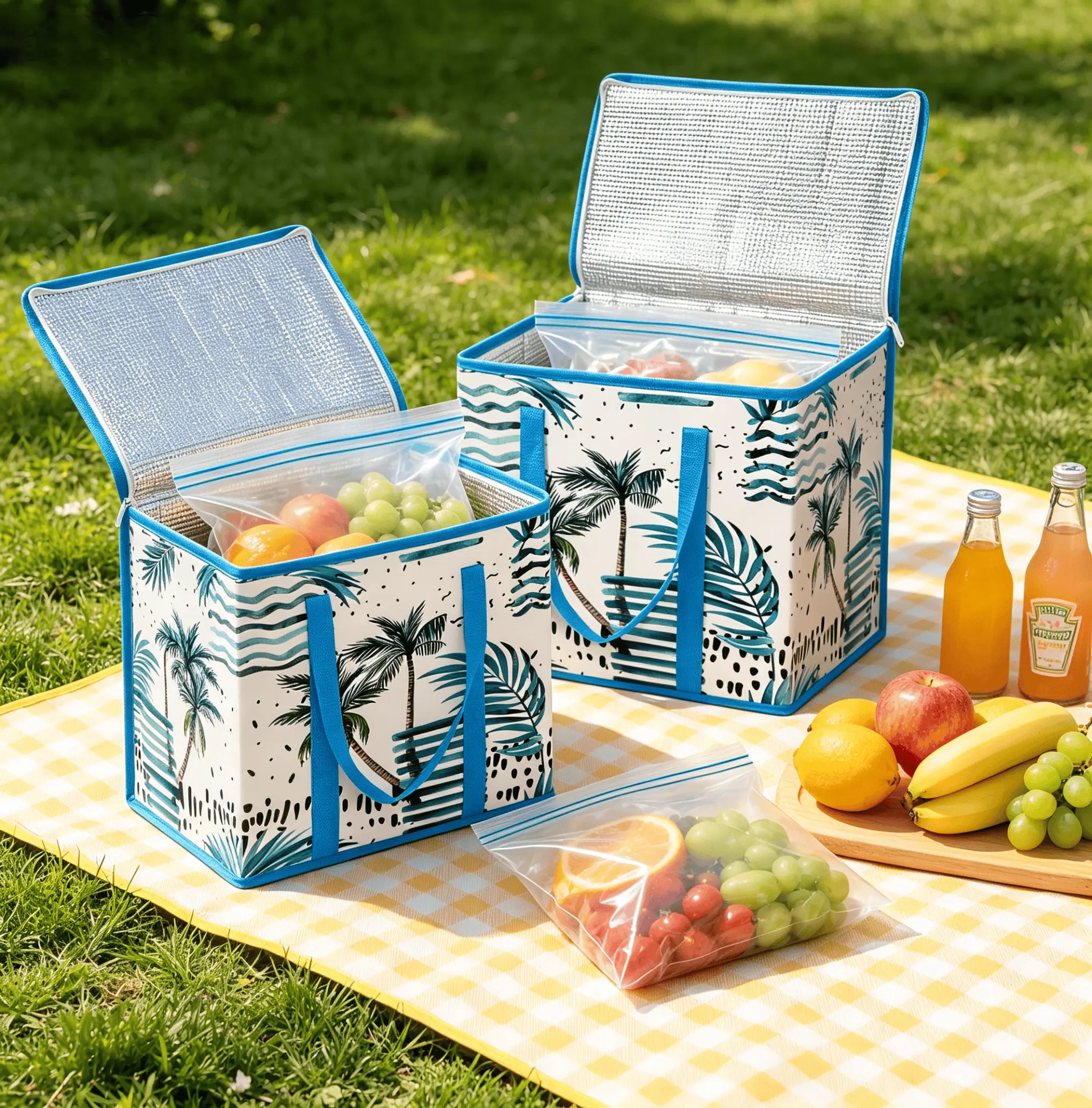 2 Pack Heavy Duty Insulated Reusable Grocery Bags - Collapsible Large Cooler Tote Bags with Reinforced Base, Water Resistant for Grocery Shopping, Food Delivery, Shopping Bags For Groceries, Grocery Store Bags