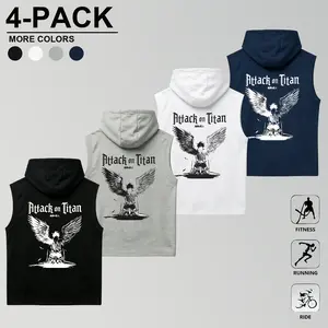 Attack on Titan Eren Wing Sleeveless Hooded Vest, Attack on Titan Comic Print Knit Layering Vest, Eren Yeager Loose Anime Sleeveless Hooded Vest, Japanese-Style Dark Anime Fan Layering Vest, Breathable Comic Print Knitwear, Unisex