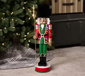 25.5" Illuminated Nutcracker w/ Faux Fur Hat by Valerie