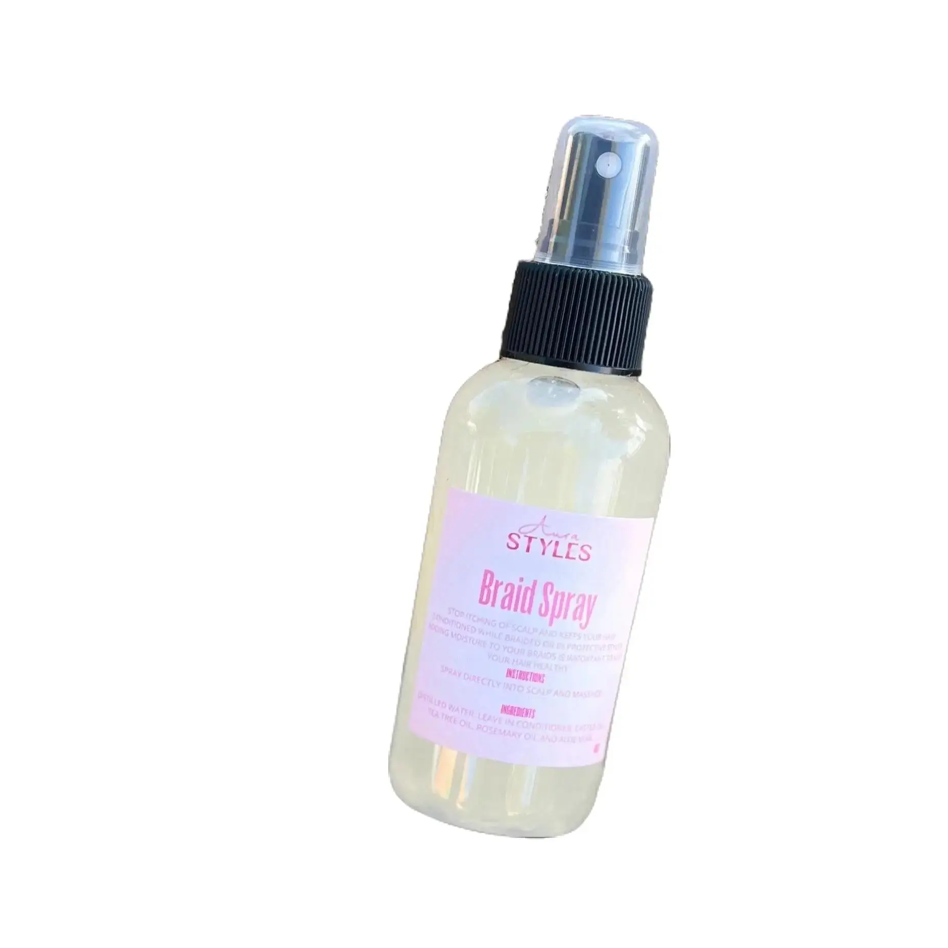 Aurastyles Braid Spray for protective hairstyles Moisturizer Tea Tree Smooth Rosemary Aloe Vera Moisture Moisture Haircare Gel Aloe