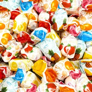 Filled Hard Candies 3 lbs Strawberry, Cherry, Pineapple, Orange and Lemon Flavored Bon Bons Filled with Real Pulp Bulk American Vintage Candy Assortment 48 oz.
