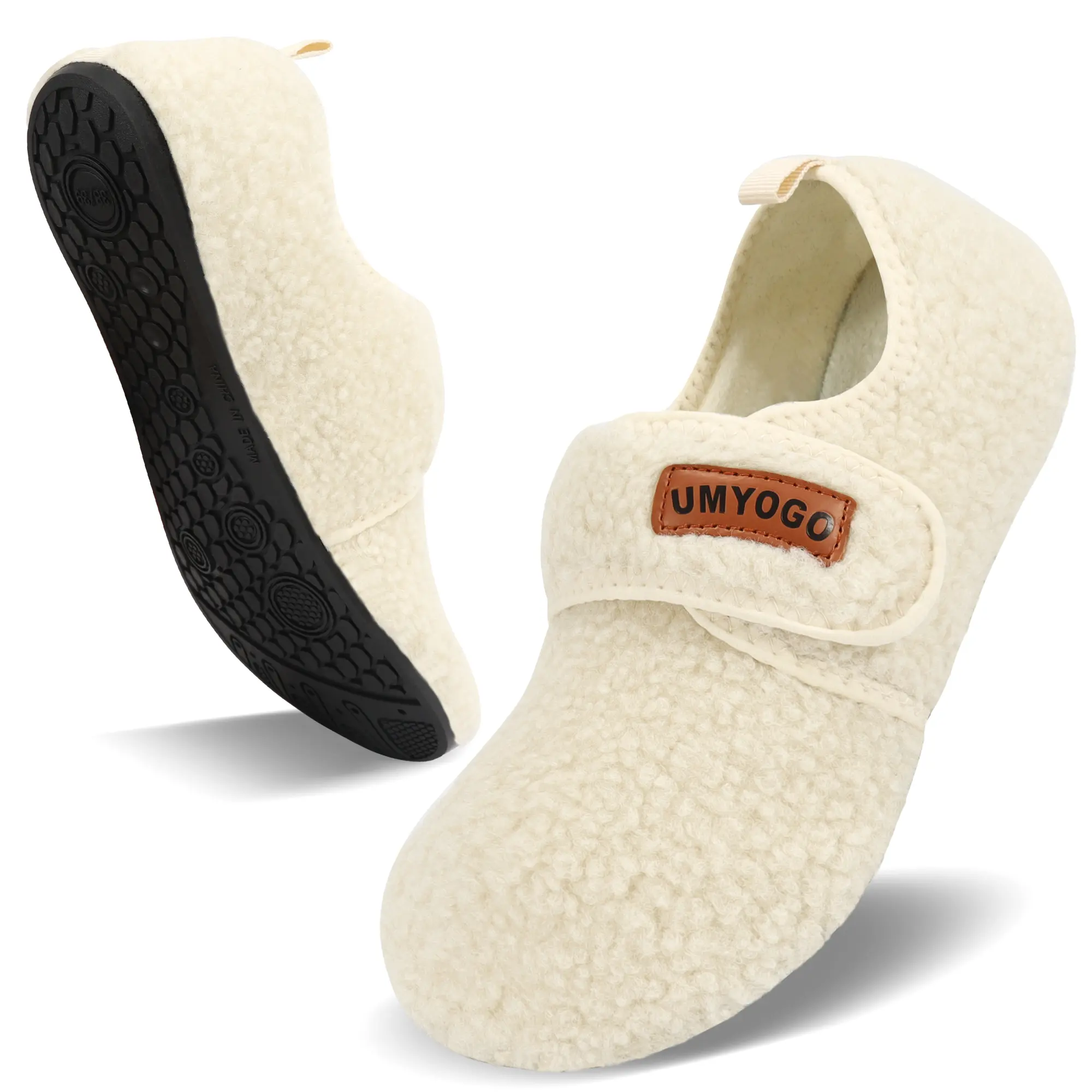 Umyogo Cute Unisex Faux Fur House Slippers, Cozy Closed-Back Indoor Shoes with Soft Cushioned Lining, Lightweight Breathable Design and Non-Slip Rubber Sole for Women & Men
