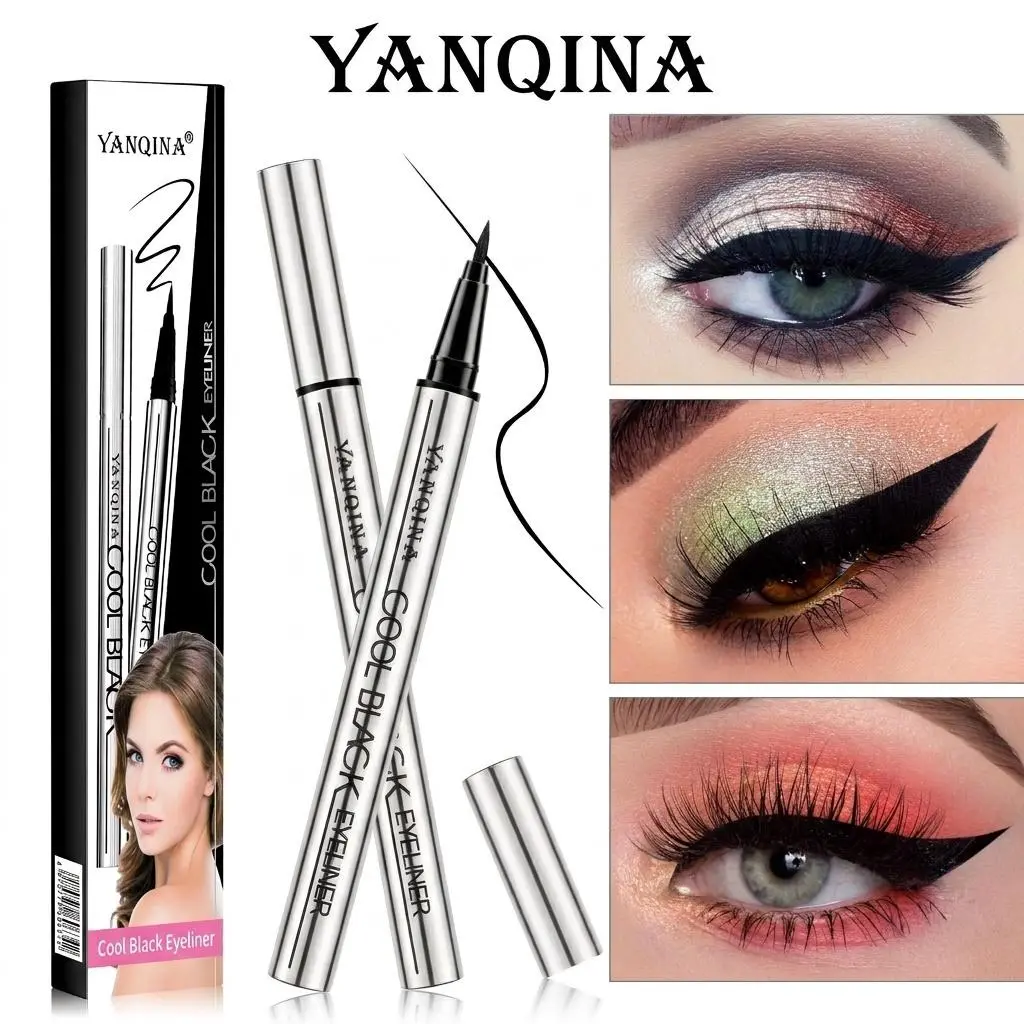 Long-Lasting Vegan Eyeliner Pen - Waterproof, Smudge-Proof & Silky Smooth Creamy Gel for Intense Jet Black Eyes