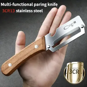 1pc Multi-functional Solid Wood Handle Stainless Steel Peeler | Essential Kitchen Gadgets Tool Utensils for Quickly and Easily Peeling Fruits and Vegetables