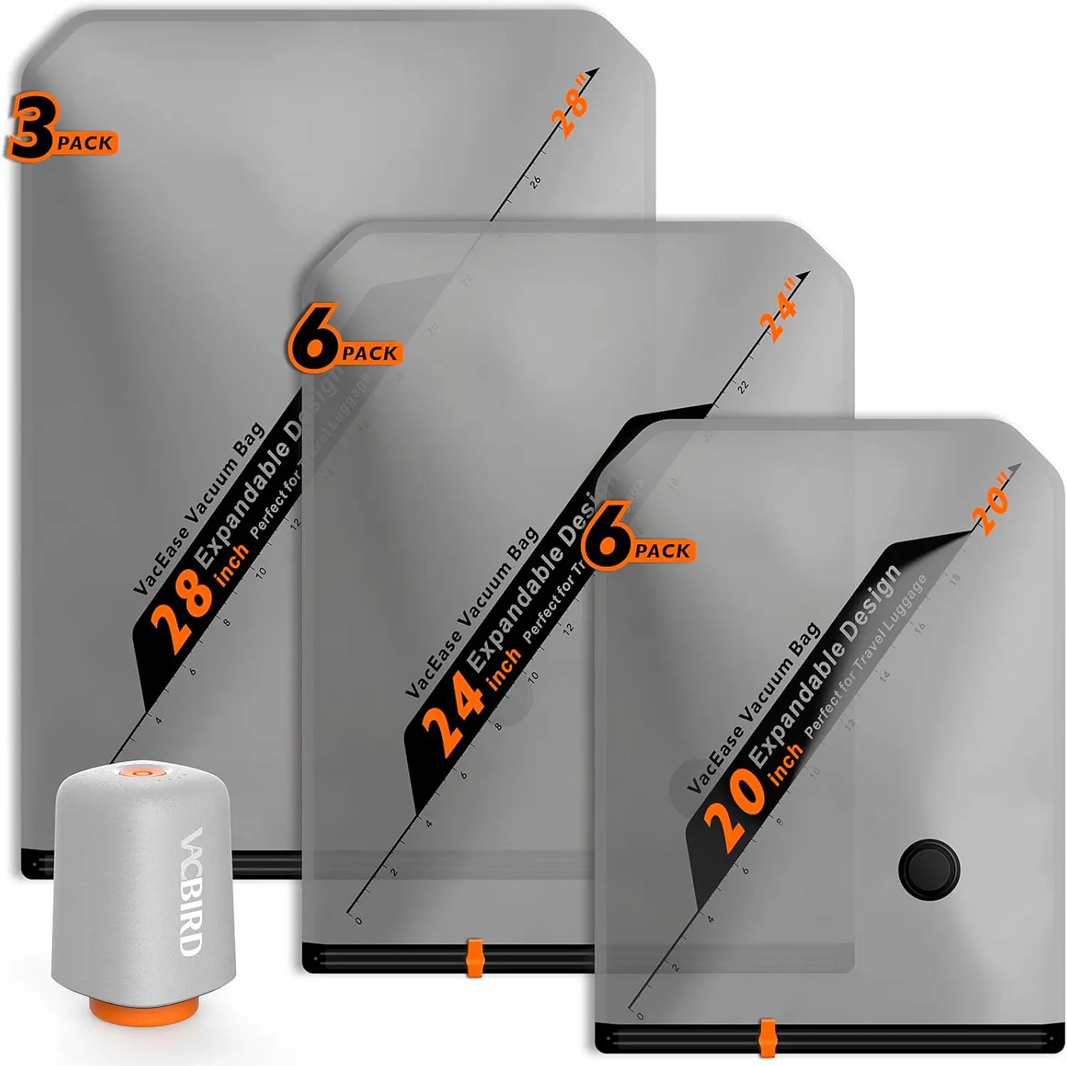 Rechargeable Wireless Vacuum Storage Bags Set Portable Space Saver Compression Sealer Bags with Mini USB Electric Pump for Travel Home Clothes Blanket Seasonal Storage 15 Combo Pack