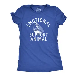 Womens Emotional Support Animal T Shirt Funny Scary Shark Attack Joke Tee for Ladies Funny Womens T Shirts Cute Vintage Fashion Casual Ladies T-Shirt Gift Shark Tops for Women Funny Animal Top Women's Novelty Royal -