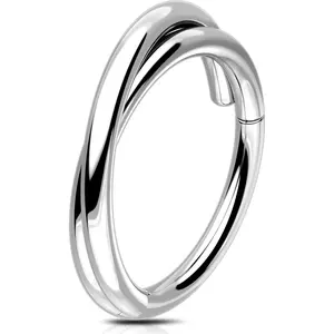 20G/18G Double Nose Ring Hoop 316L Surgical Steel Hinged Segment Clicker Cartilage Helix Daith Tragus Rook Conch Earring Lip Ring Piercing Jewelry 6mm 8mm 10mm 12mm