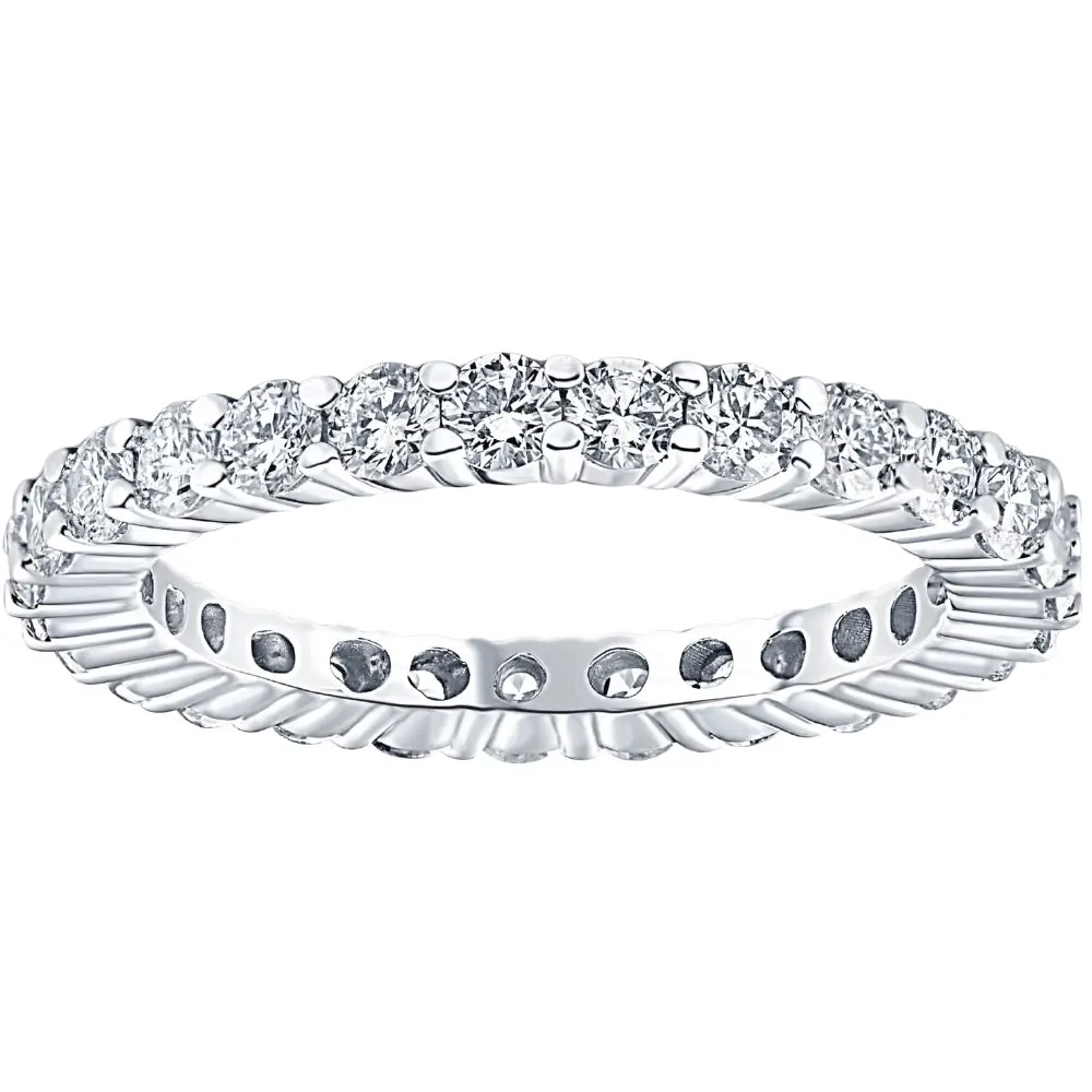 1.00CT Diamond Eternity Stackable Wedding Ring 14K White Gold